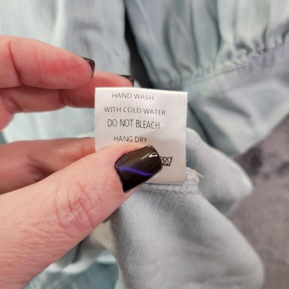 Ott Women’s Chambray Shirt Dress M Blue Tencel Long Sleeve Button Front Casual‎ - Picture 11 of 12